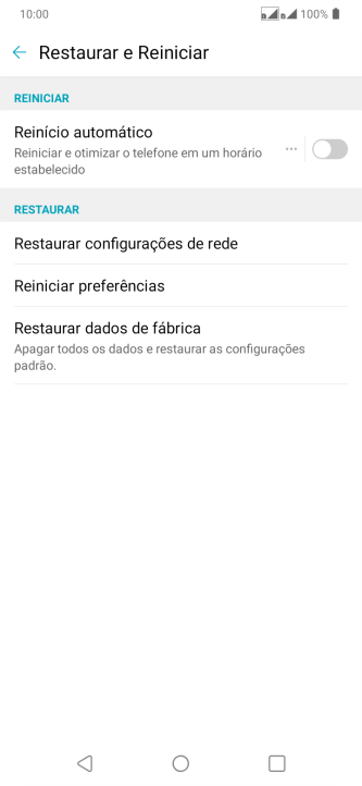 Pressione Restaurar dados de fábrica. Pressione Restaurar dados de fábrica.