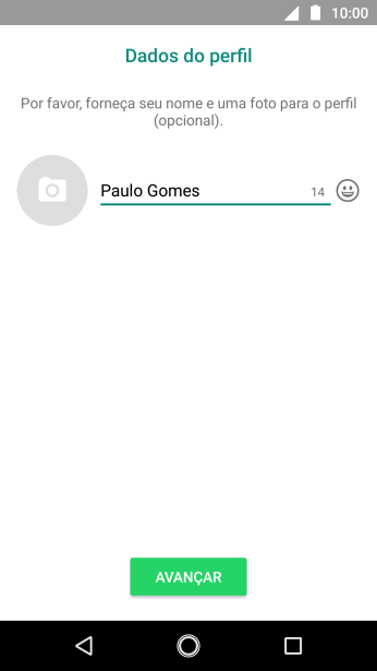 Digite o nome do usuário, e pressione AVANÇAR. Digite o nome do usuário, e pressione AVANÇAR.