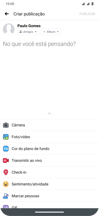 Pressione o campo de escrever, e digite a atualização desejada. Pressione o campo de escrever, e digite a atualização desejada.