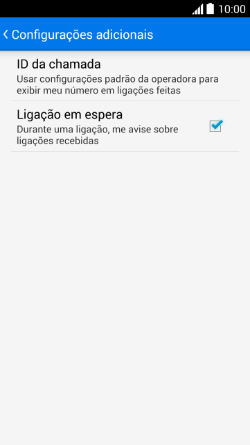 Pressione Ligação em espera para ativar ou desativar a função. Pressione Ligação em espera para ativar ou desativar a função.