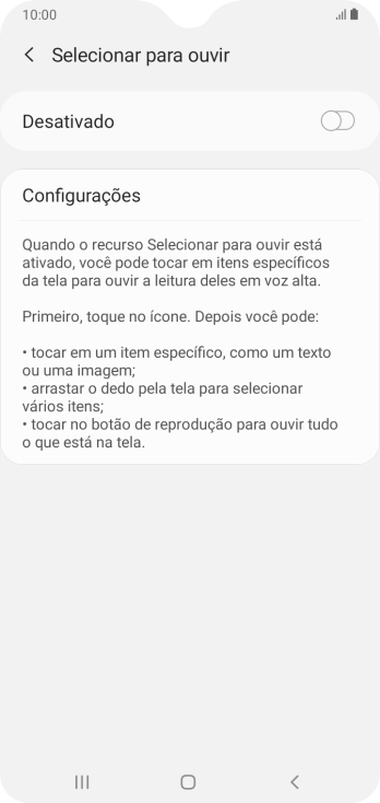 Pressione o indicador para ativar a função. Pressione o indicador para ativar a função.