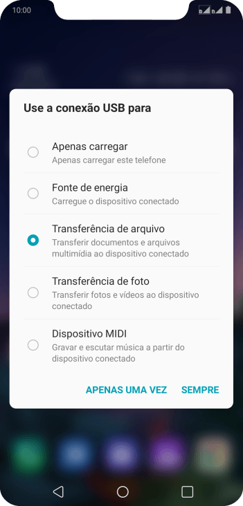 Pressione Transferência de arquivo para ativar a função. Pressione Transferência de arquivo para ativar a função.