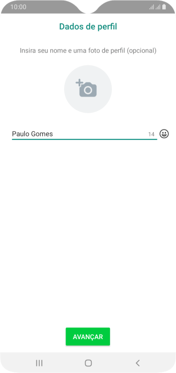 Digite o nome do usuário, e pressione AVANÇAR. Digite o nome do usuário, e pressione AVANÇAR.