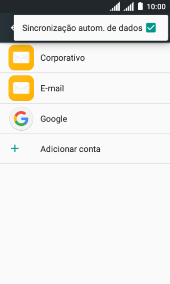 Pressione Sincronização autom. de dados para ativar ou desativar a função. Pressione Sincronização autom. de dados para ativar ou desativar a função.