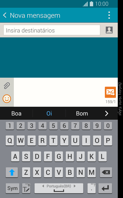 Abra uma nota, mensagem ou e-mail, para que o teclado fique visível na tela, e o celular pronto para a digitação. Abra uma nota, mensagem ou e-mail, para que o teclado fique visível na tela, e o celular pronto para a digitação.