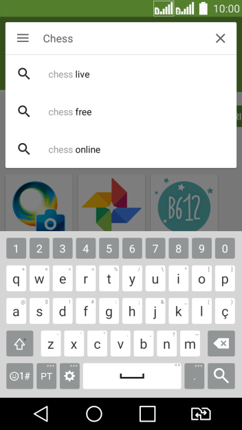 Insira o nome ou assunto do app desejado, e pressione o ícone de busca. Insira o nome ou assunto do app desejado, e pressione o ícone de busca.