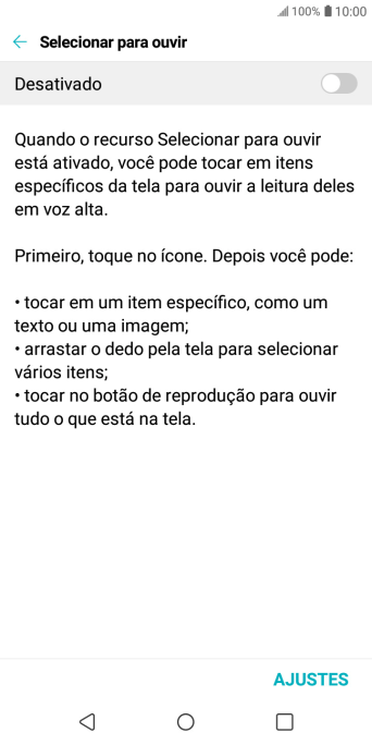 Pressione o indicador para ativar a função. Pressione o indicador para ativar a função.