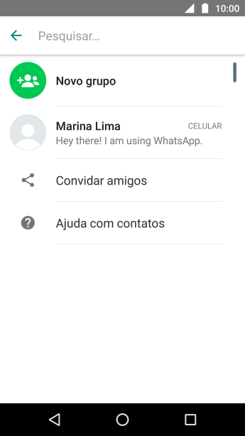 Pressione o campo de busca, e digite as primeiras letras do destinatário. Pressione o campo de busca, e digite as primeiras letras do destinatário.