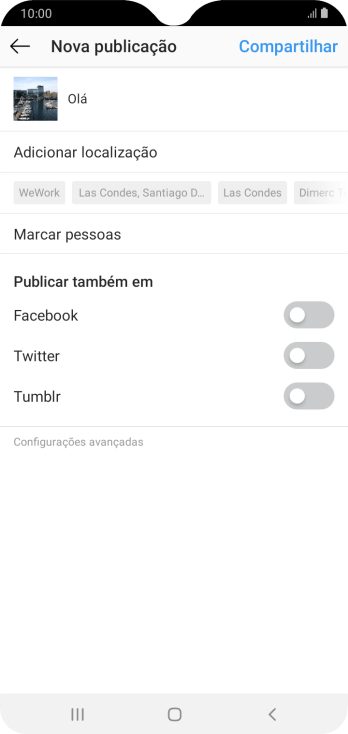 Digite o texto, e pressione Compartilhar. Digite o texto, e pressione Compartilhar.
