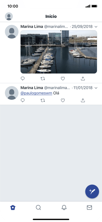 Pressione o ícone de novo tweet. Pressione o ícone de novo tweet.