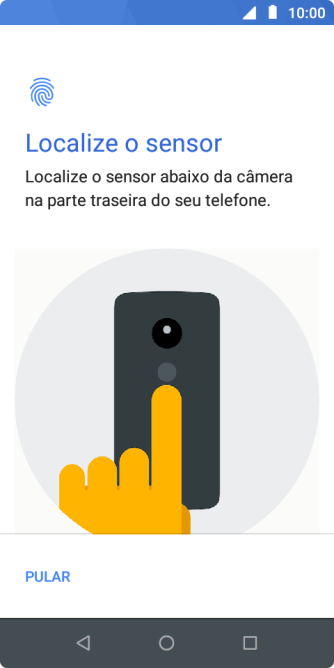Siga as instruções na tela para configurar o código de bloqueio do celular com impressão digital. Siga as instruções na tela para configurar o código de bloqueio do celular com impressão digital.