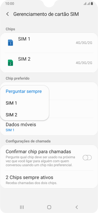 Pressione a configuração desejada. Pressione a configuração desejada.