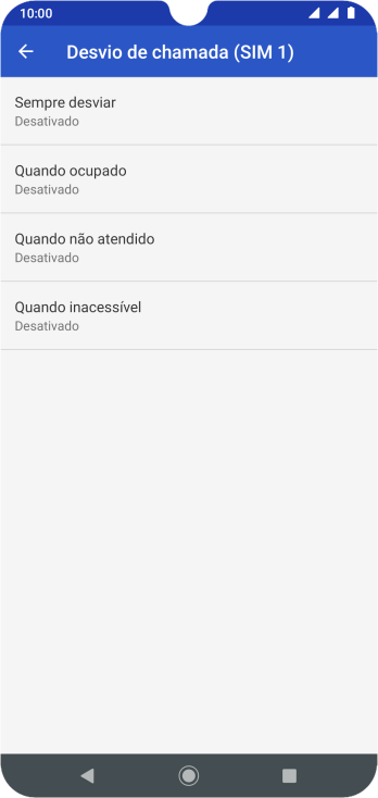 Pressione o tipo de encaminhamento desejado. Pressione o tipo de encaminhamento desejado.