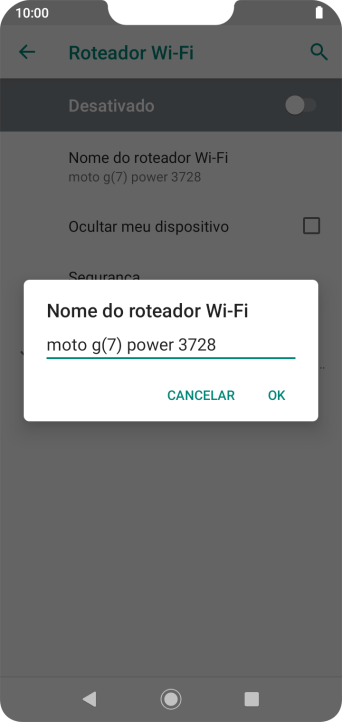Digite o nome do Roteador Wi-Fi e pressione OK. Digite o nome do Roteador Wi-Fi e pressione OK.