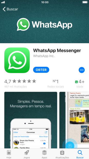 Pressione OBTER, e siga as indicações da tela para instalar o app. Pressione OBTER, e siga as indicações da tela para instalar o app.