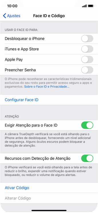 Pressione Ativar Código, e digite um código de bloqueio de sua escolha duas vezes seguidas. Pressione Ativar Código, e digite um código de bloqueio de sua escolha duas vezes seguidas.