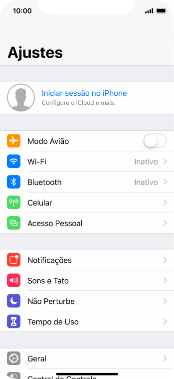 Pressione Iniciar sessão no iPhone. Pressione Iniciar sessão no iPhone.