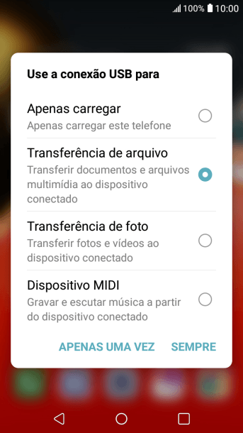 Pressione Transferência de arquivo. Pressione Transferência de arquivo.