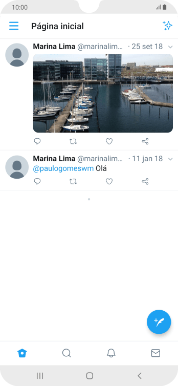 Pressione o ícone de novo tweet. Pressione o ícone de novo tweet.