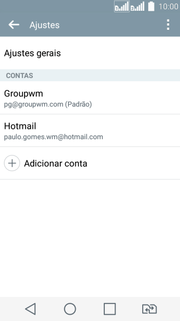 Pressione a conta de e-mail desejada. Pressione a conta de e-mail desejada.