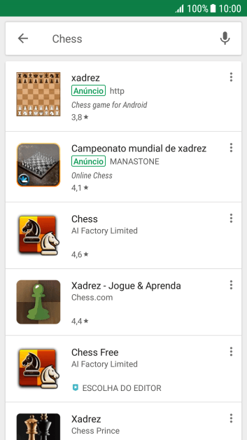 Pressione o app desejado. Pressione o app desejado.
