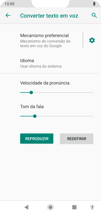 Pressione o ícone de configurações, e siga as instruções da tela para selecionar as configurações desejadas. Pressione o ícone de configurações, e siga as instruções da tela para selecionar as configurações desejadas.