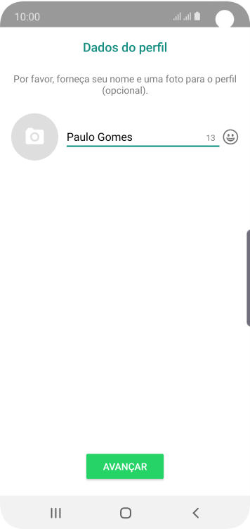 Digite o nome do usuário, e pressione AVANÇAR. Digite o nome do usuário, e pressione AVANÇAR.