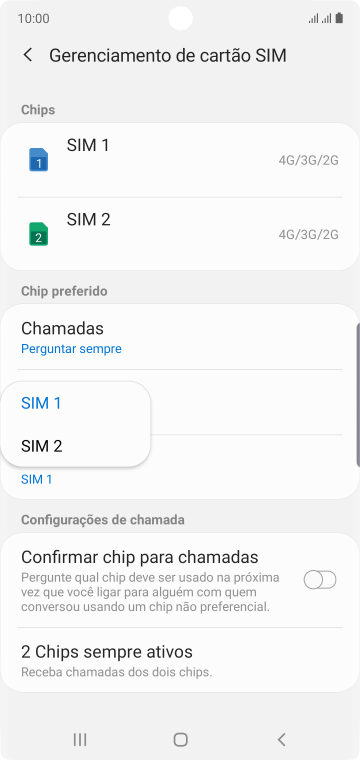 Pressione o chip desejado. Pressione o chip desejado.