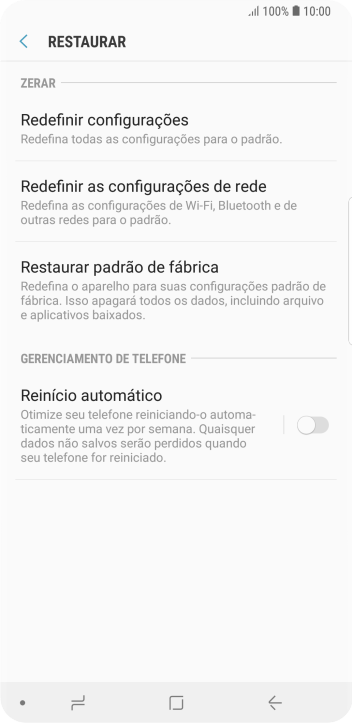 Pressione Restaurar padrão de fábrica. Pressione Restaurar padrão de fábrica.
