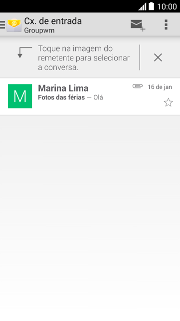Pressione o ícone de novo e-mail Pressione o ícone de novo e-mail