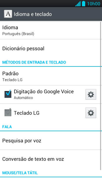 Pressione o ícone de configurações ao lado de Pressione o ícone de configurações ao lado de