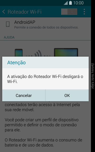 Se o Wi-Fi estiver ativado você deve pressionar OK. Se o Wi-Fi estiver ativado você deve pressionar OK.