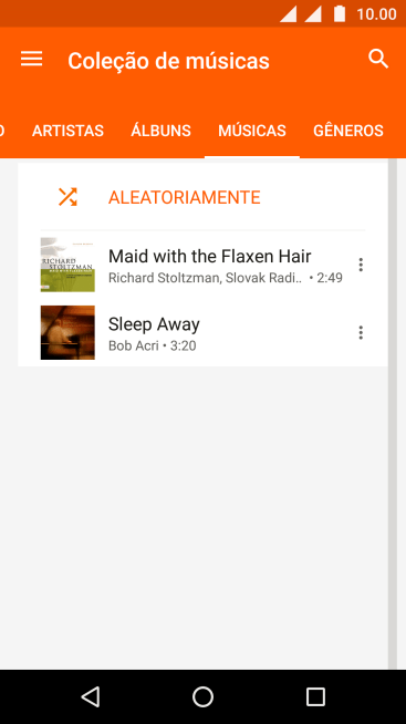 Pressione o arquivo de música desejado. Pressione o arquivo de música desejado.