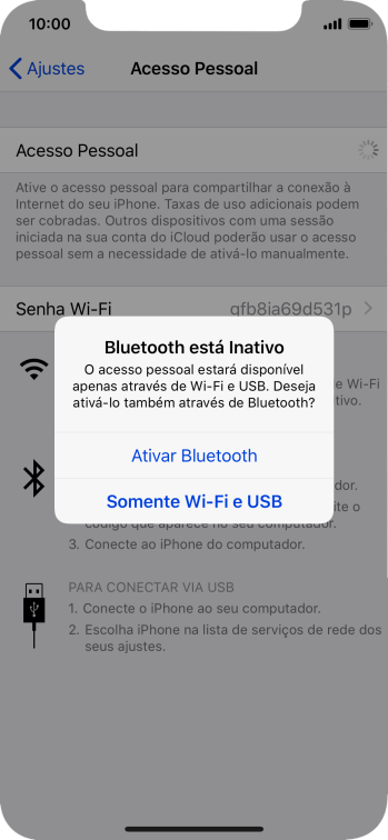 Se o Wi-Fi estiver ativado você deve pressionar Somente Wi-Fi e USB. Se o Wi-Fi estiver ativado você deve pressionar Somente Wi-Fi e USB.