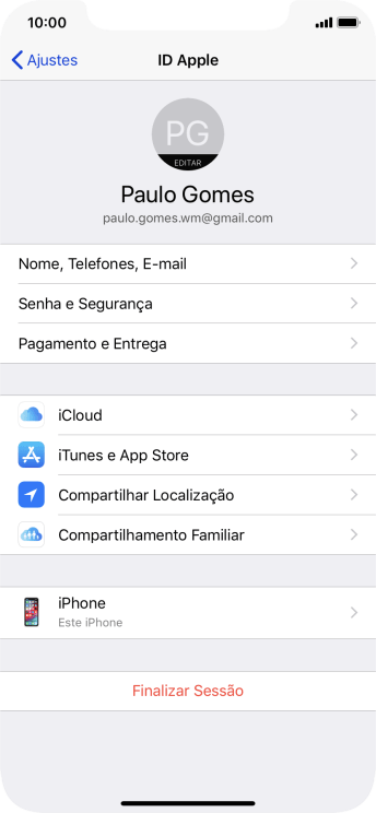 Pressione iCloud. Pressione iCloud.