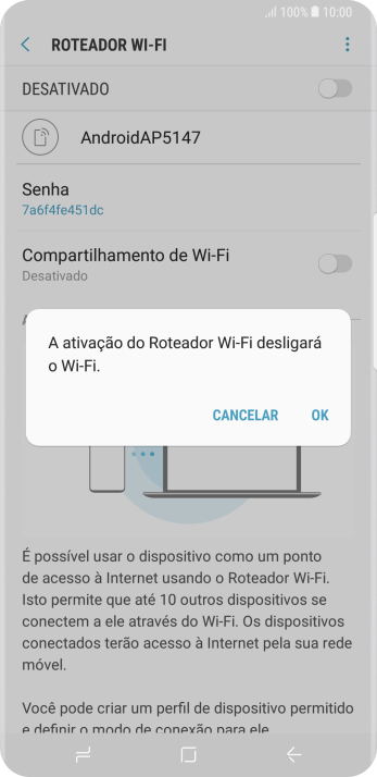 Se o Wi-Fi estiver ativado você deve pressionar OK. Se o Wi-Fi estiver ativado você deve pressionar OK.