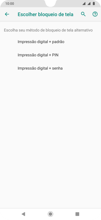 Pressione a configuração desejada, e siga as instruções da tela para criar um código extra. Pressione a configuração desejada, e siga as instruções da tela para criar um código extra.