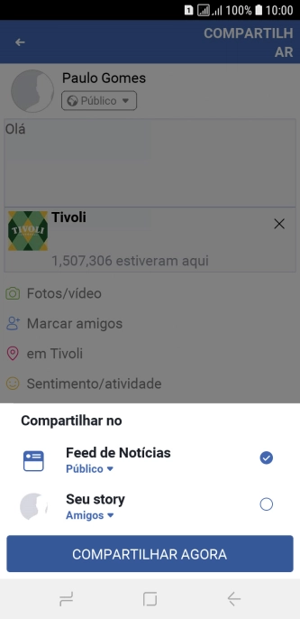 Pressione o campo ao lado das configurações desejadas. Pressione o campo ao lado das configurações desejadas.