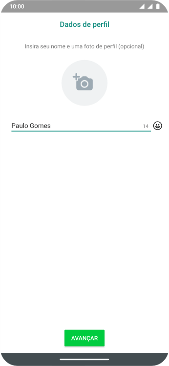 Digite o nome do usuário, e pressione AVANÇAR. Digite o nome do usuário, e pressione AVANÇAR.
