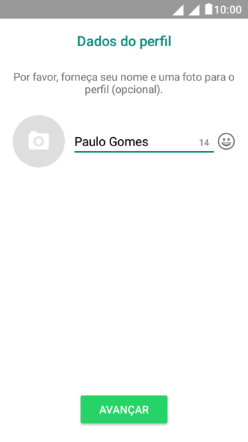 Digite o nome do usuário, e pressione AVANÇAR. Digite o nome do usuário, e pressione AVANÇAR.