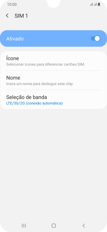Pressione o indicador para ativar ou desativar o TIMchip. Pressione o indicador para ativar ou desativar o TIMchip.