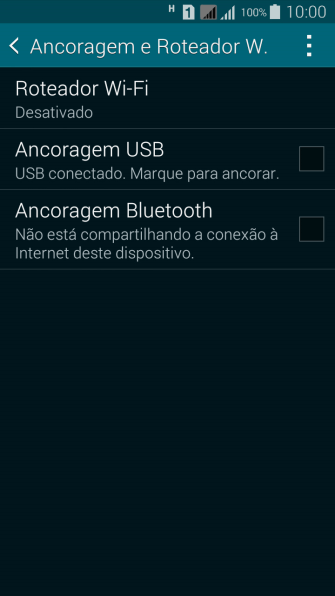 Pressione Ancoragem USB para ativar a função. Agora está estabelecida a conexão de Internet do computador via celular. Pressione Ancoragem USB para ativar a função. Agora está estabelecida a conexão de Internet do computador via celular.