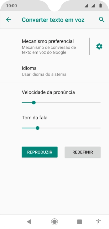 Pressione o ícone de configurações, e siga as instruções da tela para selecionar as configurações desejadas. Pressione o ícone de configurações, e siga as instruções da tela para selecionar as configurações desejadas.
