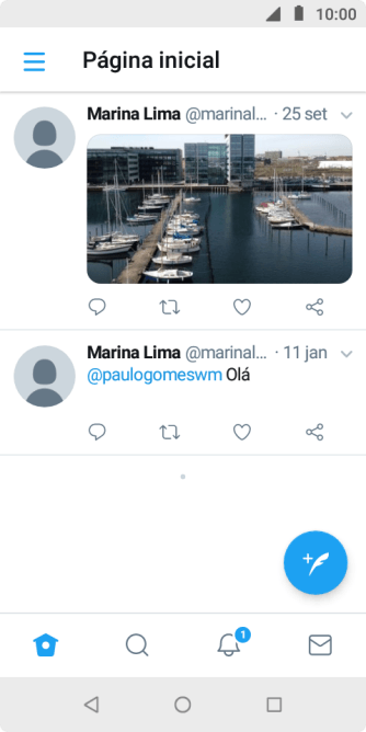 Pressione o ícone de novo tweet. Pressione o ícone de novo tweet.