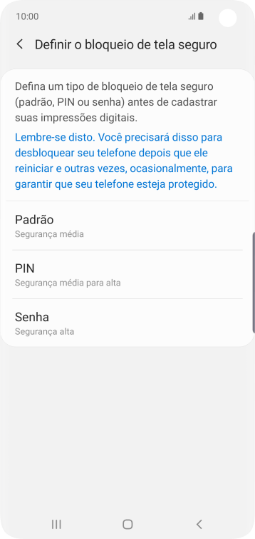 Pressione o código de bloqueio desejado, e siga as instruções da tela para criar um código extra. Pressione o código de bloqueio desejado, e siga as instruções da tela para criar um código extra.