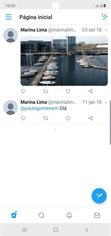 Pressione o ícone de novo tweet. Pressione o ícone de novo tweet.