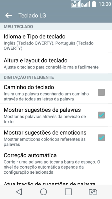 Pressione Mostrar sugestões de palavras para ativar a função. Pressione Mostrar sugestões de palavras para ativar a função.