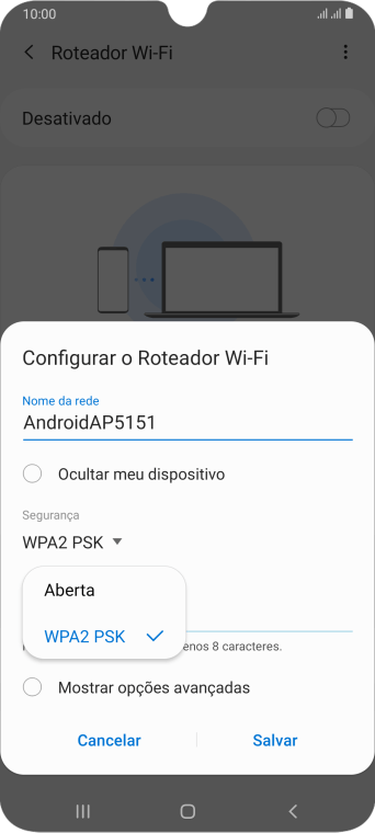 Pressione WPA2 PSK para proteger seu Roteador Wi-Fi com uma senha. Pressione WPA2 PSK para proteger seu Roteador Wi-Fi com uma senha.