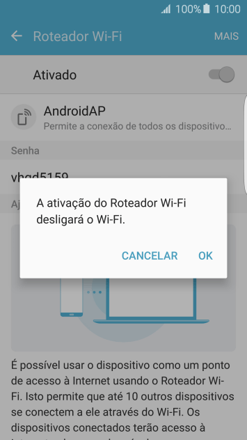 Se o Wi-Fi estiver ativado você deve pressionar OK. Se o Wi-Fi estiver ativado você deve pressionar OK.