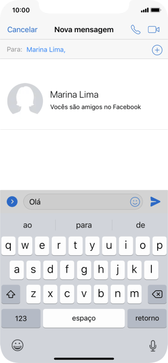 Escreva a mensagem desejada, e pressione o ícone de enviar. Escreva a mensagem desejada, e pressione o ícone de enviar.